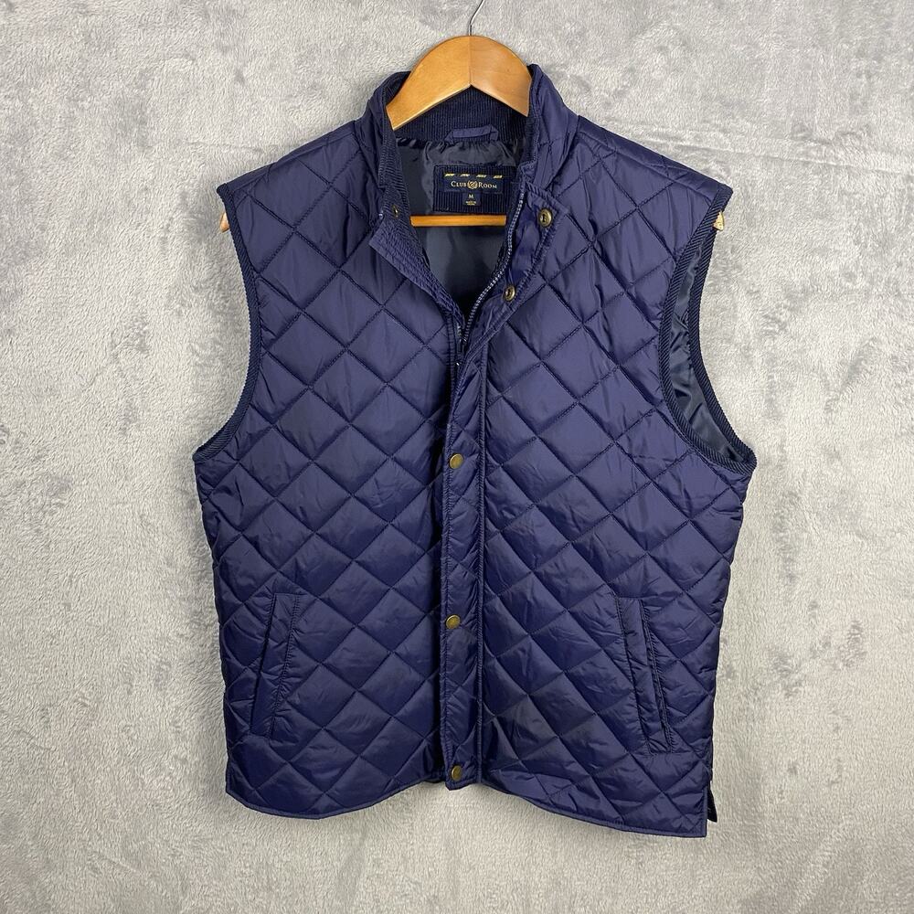 Club Room Quilted Vest Women Equestrian English Countryside Blue Medium Chore